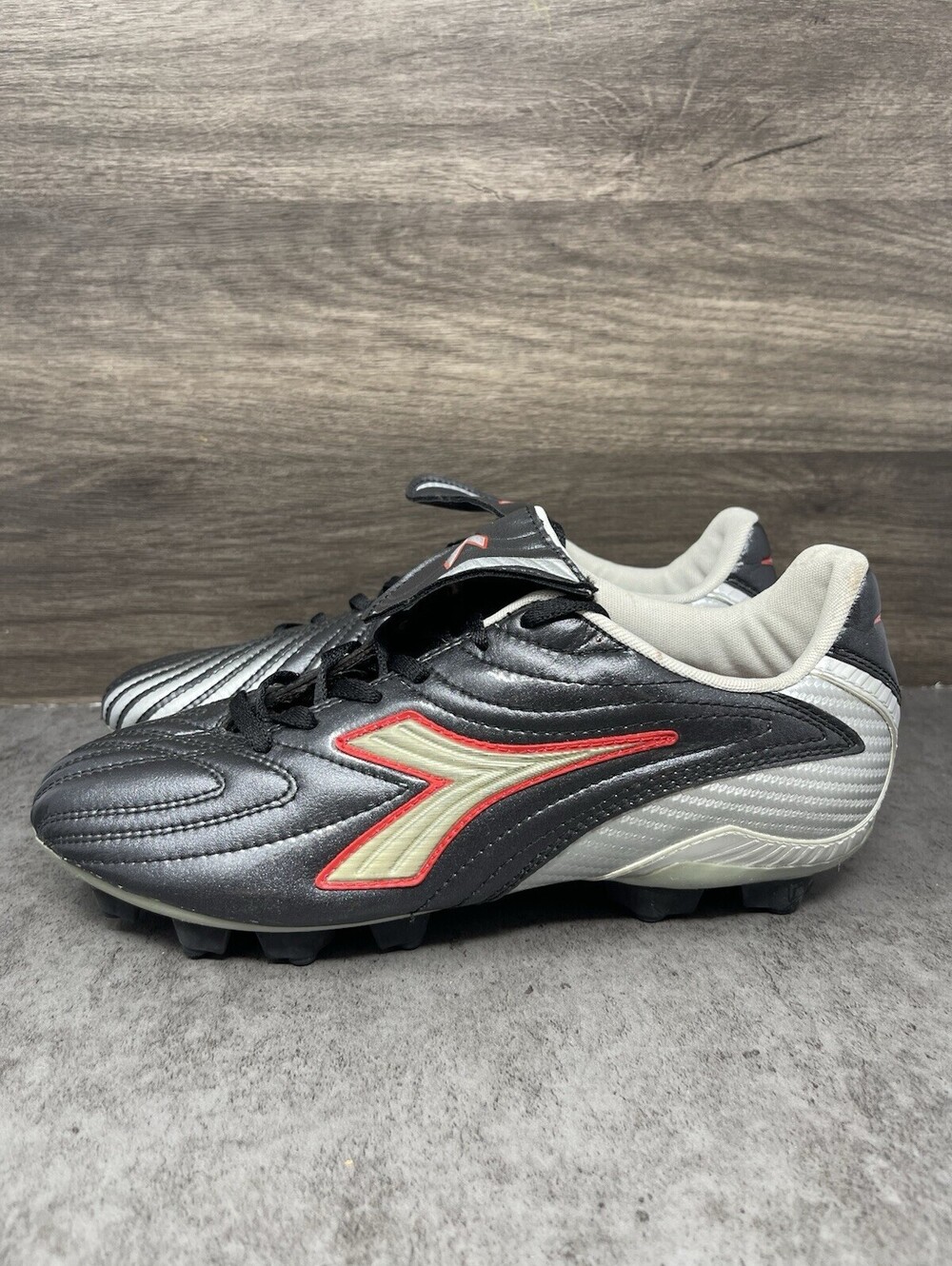 Diadora Soccer Cleats Womens Size 9 Black Leather Silver 2006847881